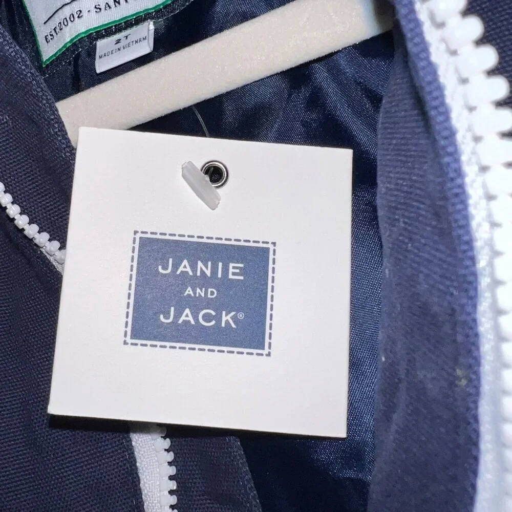 NWT Janie and Jack Hooded Canvas Jacket Navy Size 2T